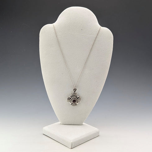 ヴィンテージ 900シルバー&パープルストーン クロスペンダント& 純銀ネックレス